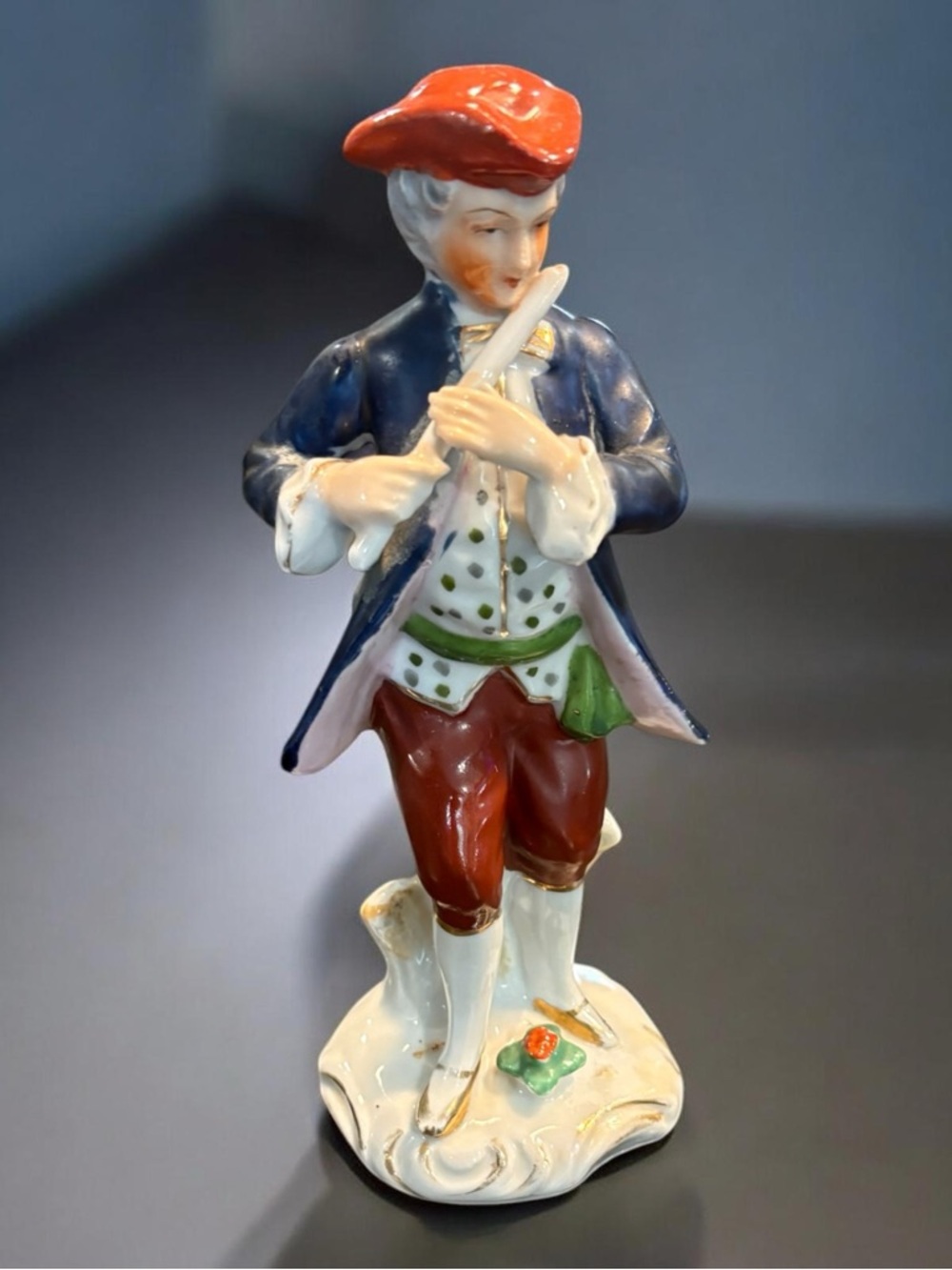 VTG Occupied Japan 1940s 6.5" Porcelain Colonial Gentleman W/ Flute Figurine